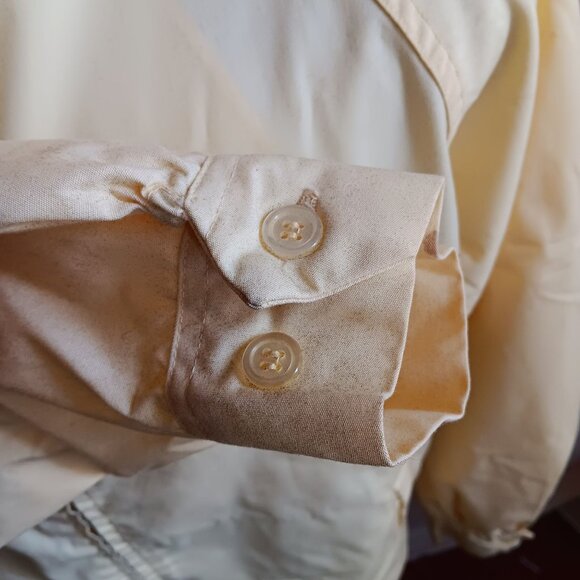 Men's Large Golf Jacket Vintage 1970's Yellow Zip-Up Elastic Cuffs Button Collar - Picture 3 of 7